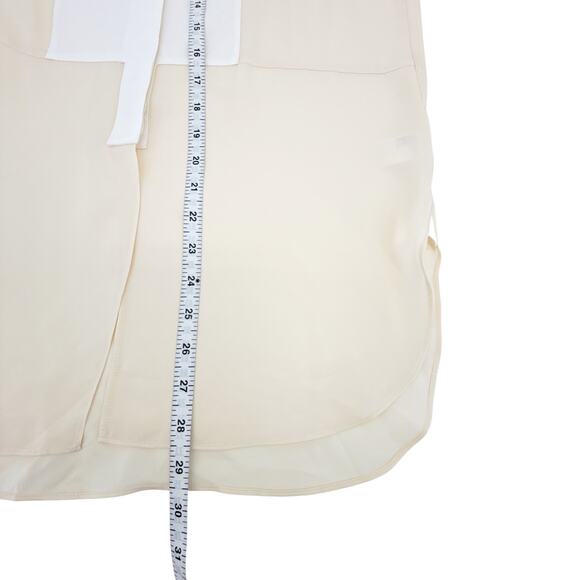 ME+EM Silk Longline Tux Shirt in Cream & Soft White UK6|US2|XS - Picture 9 of 10